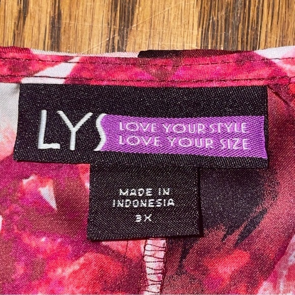 LYS Button-Down Blouse 3X Pink/Red/White/Black – Accordion Front, 3/4 Sleeves - Picture 8 of 12